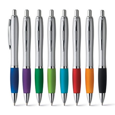 Bolígrafo con clip de metal y puntera de colores