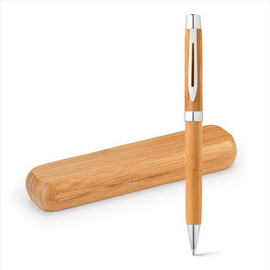 Bolígrafo con estuche bambú