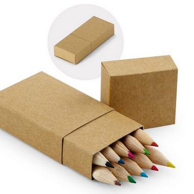 Caja cartón con 10 lápices de color.