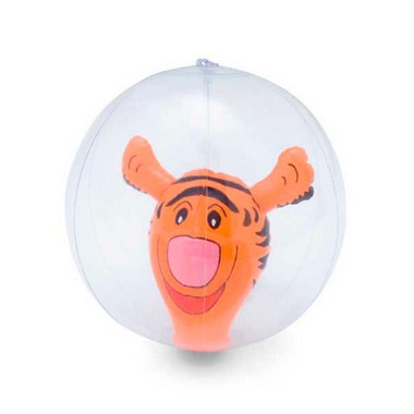 Balón hinchable transparente con muñeco.
